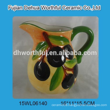 Hot sale ceramic milk jug w/olive figurine